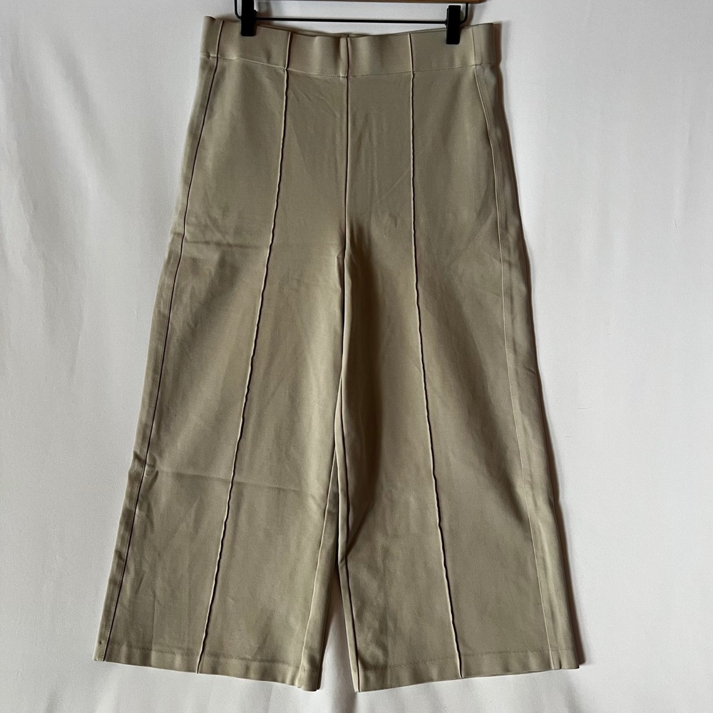 Jones & Co New York XL Wide Leg Trousers Nude Tan High Rise Pull On Quiet Luxury